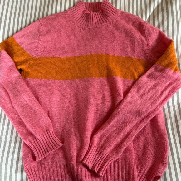Jumper 1234 Sweaters - Vibrant cashmere Pink and Orange Women's Turtleneck Sweater